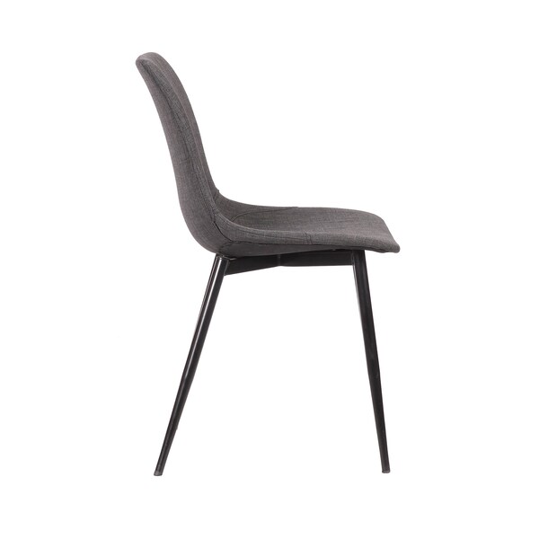 Armen Living Monte Contemporary Dining Chair in Charcoal Fabric with Black Metal Legs - LCMOCHCH