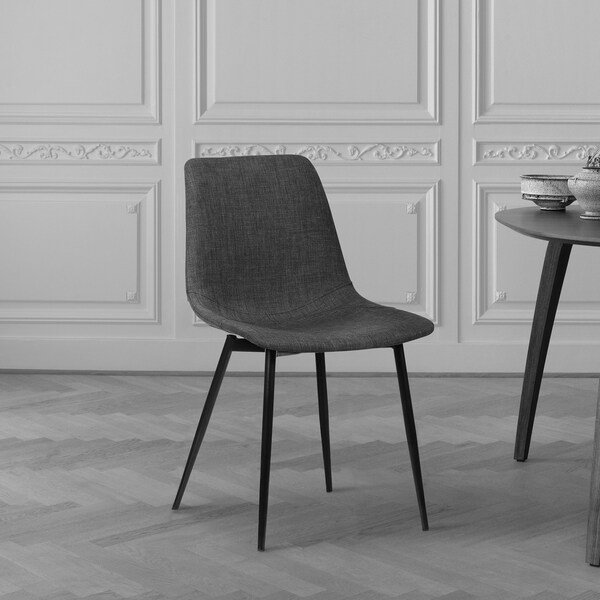 Armen Living Monte Contemporary Dining Chair in Charcoal Fabric with Black Metal Legs - LCMOCHCH