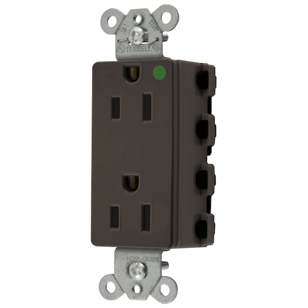 Hubbell Wiring Device-Kellems Straight Blade Devices, Receptacles, Style Line Decorator, SNAPConnect, Hospital Grade, 15A 125V, 2-Pole 3- Wire Grounding, 5-15R, Nylon, Brown, USA - SNAP2172NA