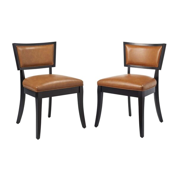 Modway Furniture Pristine Vegan Leather Dining Chairs, Tan - Set of 2 - EEI-4558-TAN