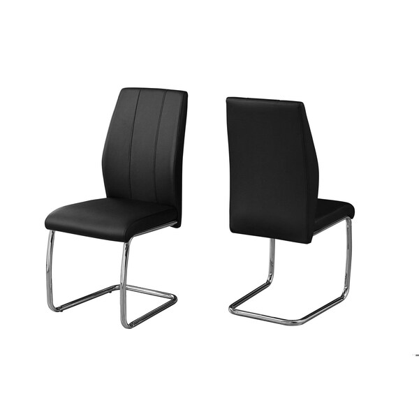 Homeroots 77.5 in. Black Leather Look; Chrome Metal & Foam Dining Chairs - Pack of 2 - 332602