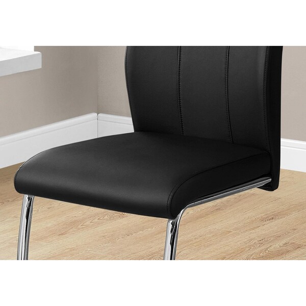 Homeroots 77.5 in. Black Leather Look; Chrome Metal & Foam Dining Chairs - Pack of 2 - 332602