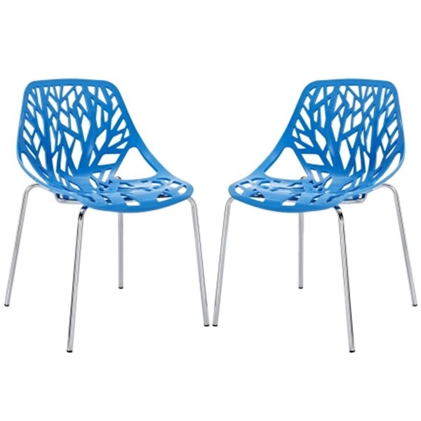 East End Imports Stencil Dining Side Chair- Blue, 2PK - EEI-1317-BLU