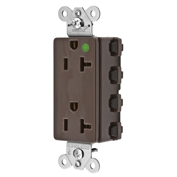 Hubbell Wiring Device-Kellems Straight Blade Devices, Receptacles, Style Line Decorator, SNAPConnect, Hospital Grade, 20A 125V, 2-Pole 3- Wire Grounding, 5-20R, Nylon, Brown, USA - SNAP2182NA