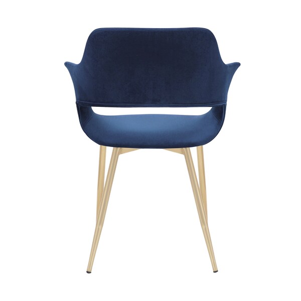 Armen Living Gigi Blue Velvet Dining Room Chair with Gold Metal Legs - Set of 2 - LCGICHBLUE