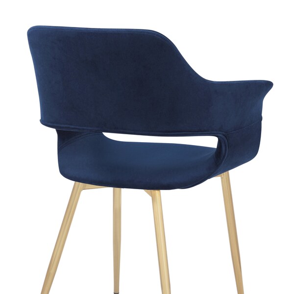 Armen Living Gigi Blue Velvet Dining Room Chair with Gold Metal Legs - Set of 2 - LCGICHBLUE