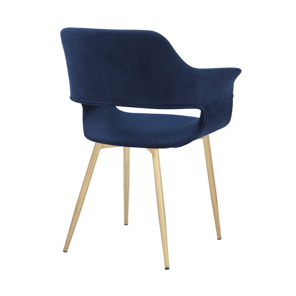 Armen Living Gigi Blue Velvet Dining Room Chair with Gold Metal Legs - Set of 2 - LCGICHBLUE