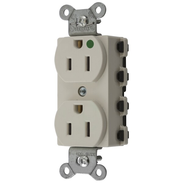 Hubbell Wiring Device-Kellems Straight Blade Devices, Receptacles, Duplex, SNAPConnect, Hospital Grade, 15A 125V, 2-Pole 3-Wire Grounding, 5-15R, Nylon, Light Almond, USA - SNAP8200LANA