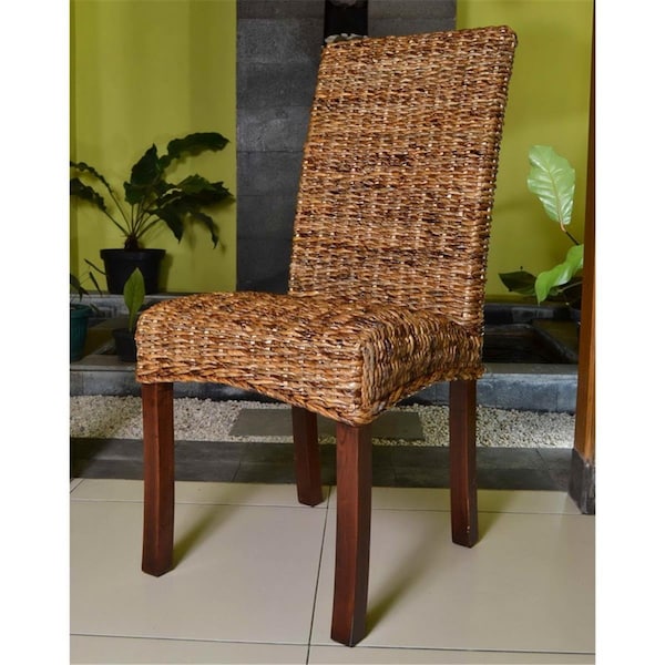 Fixturesfirst Louisa Abaca Cushioned Seat Dining Chair, Salak Brown - FI1580555