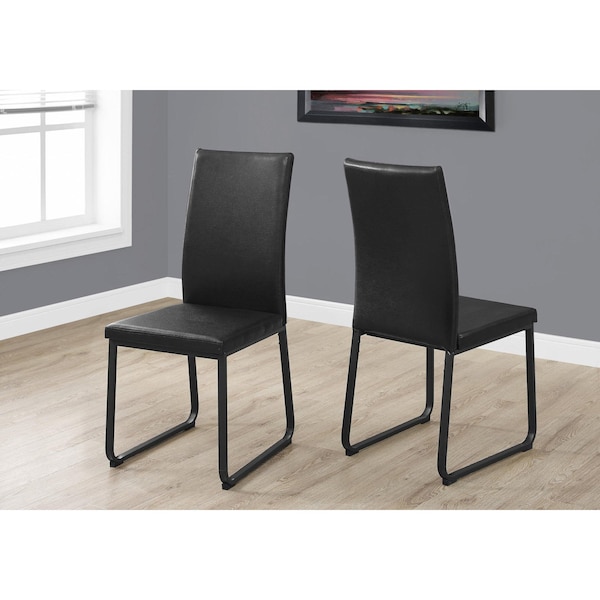 Homeroots 38 in. Black Leather Look; Foam & Metal Dining Chairs - Pack of 2 - 332616