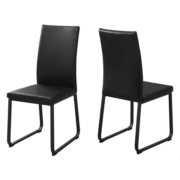 Homeroots 38 in. Black Leather Look; Foam & Metal Dining Chairs - Pack of 2 - 332616