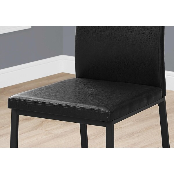 Homeroots 38 in. Black Leather Look; Foam & Metal Dining Chairs - Pack of 2 - 332616