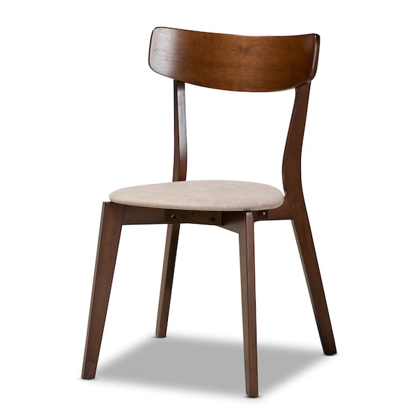 Baxton Studio Iora Light Beige Upholstered and Walnut Wood 4-Piece Dining Chair Set - 168-10813