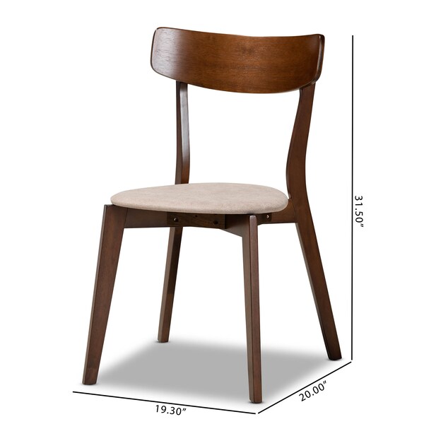 Baxton Studio Iora Light Beige Upholstered and Walnut Wood 4-Piece Dining Chair Set - 168-10813