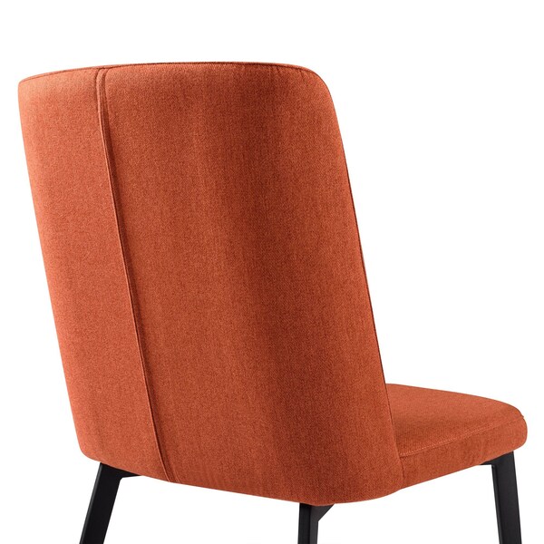 Armen Living Maine Contemporary Dining Chair in Matte Black Finish and Orange Fabric - Set of 2 - LCMNSIOR