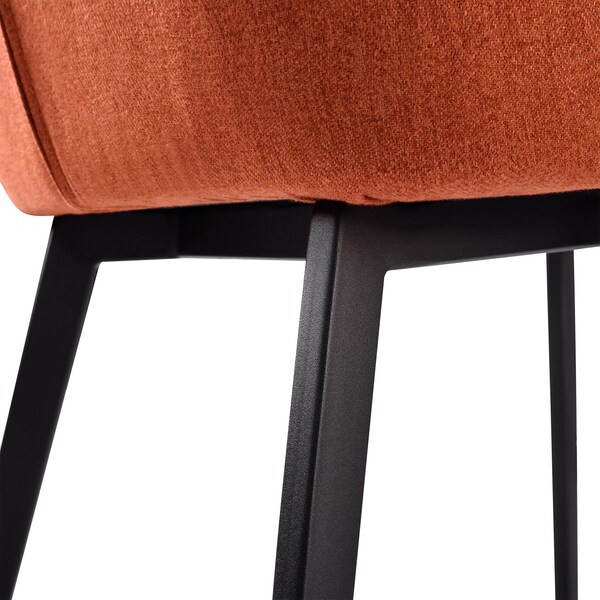 Armen Living Maine Contemporary Dining Chair in Matte Black Finish and Orange Fabric - Set of 2 - LCMNSIOR