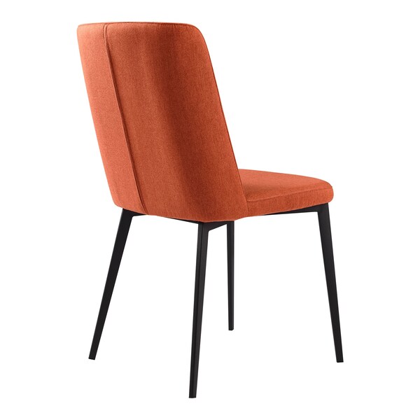 Armen Living Maine Contemporary Dining Chair in Matte Black Finish and Orange Fabric - Set of 2 - LCMNSIOR