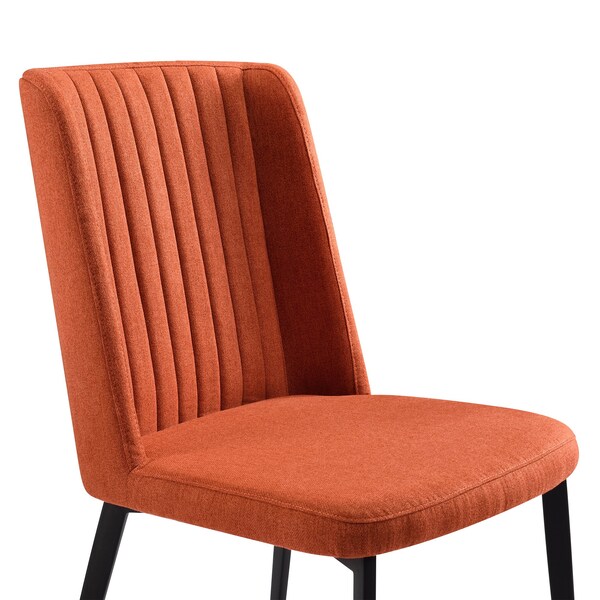 Armen Living Maine Contemporary Dining Chair in Matte Black Finish and Orange Fabric - Set of 2 - LCMNSIOR