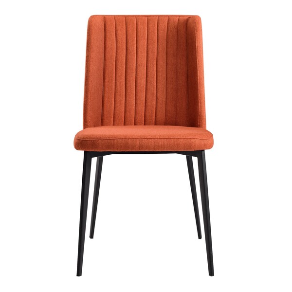 Armen Living Maine Contemporary Dining Chair in Matte Black Finish and Orange Fabric - Set of 2 - LCMNSIOR