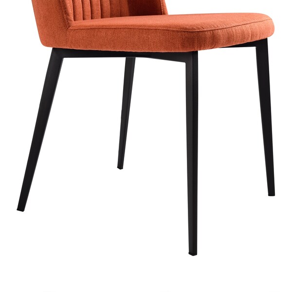 Armen Living Maine Contemporary Dining Chair in Matte Black Finish and Orange Fabric - Set of 2 - LCMNSIOR