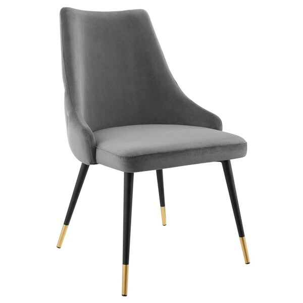 Modway Furniture Adorn Tufted Performance Vintage Modern Velvet Dining Side Chair, Gray - EEI-3907-GRY