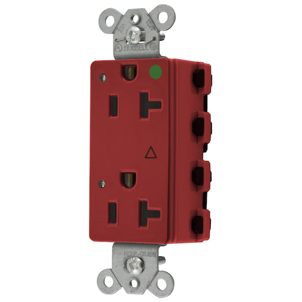 Hubbell Wiring Device-Kellems Straight Blade Devices, Receptacles, Style Line Decorator, SNAPConnect, Hospital Grade, Isolated Ground, LED Indicator, 20A 125V, 5-20R - SNAP2182RIGL