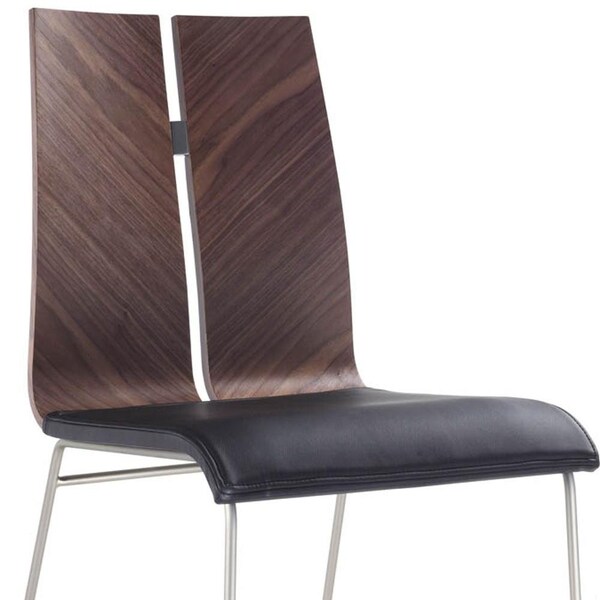 Homeroots Natural WalnutBlack Faux Leather & Metal Dining Chair 20 x 22 x 35 in. - 370648