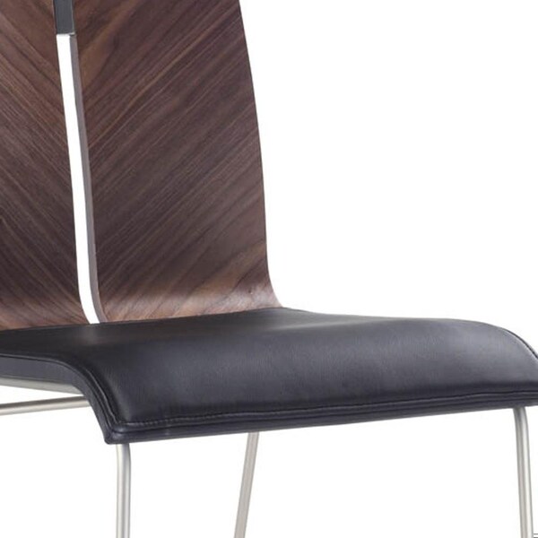 Homeroots Natural WalnutBlack Faux Leather & Metal Dining Chair 20 x 22 x 35 in. - 370648