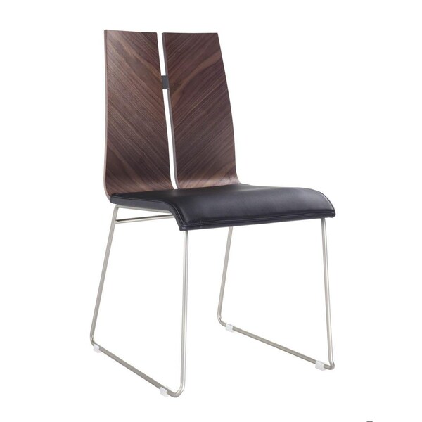 Homeroots Natural WalnutBlack Faux Leather & Metal Dining Chair 20 x 22 x 35 in. - 370648
