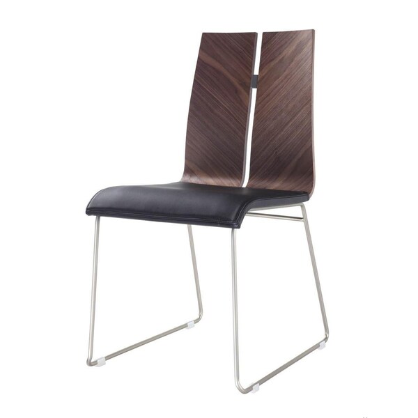 Homeroots Natural WalnutBlack Faux Leather & Metal Dining Chair 20 x 22 x 35 in. - 370648
