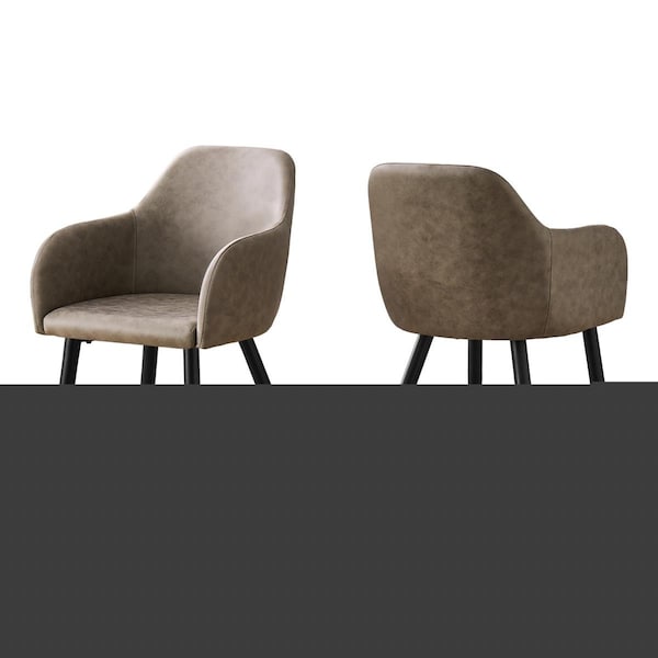 Daphnes Dinnette 17.5 x 23.5 x 33 in. Dining Chair - Taupe Fabric - Black Metal - 2 Piece - DA2618249