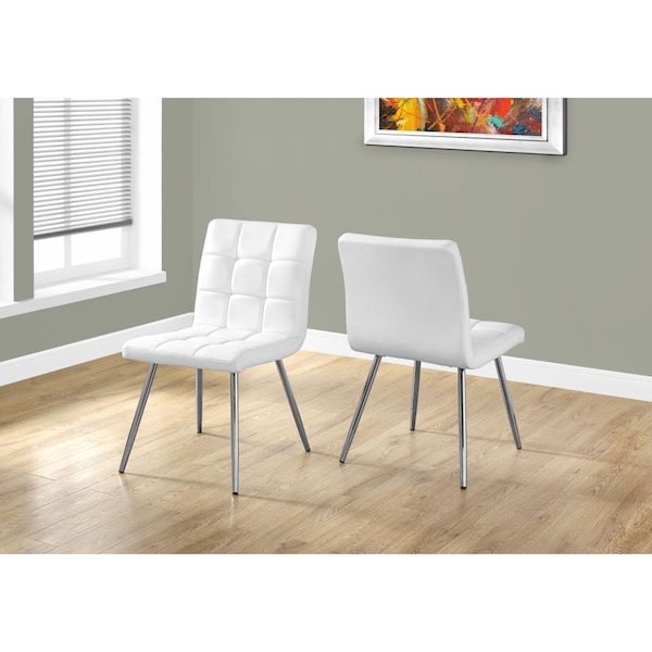 Homeroots 31.5 in. Leather Look, Foam, Polyurethane & Chrome Metal Dining Chairs, 2PK - 332598