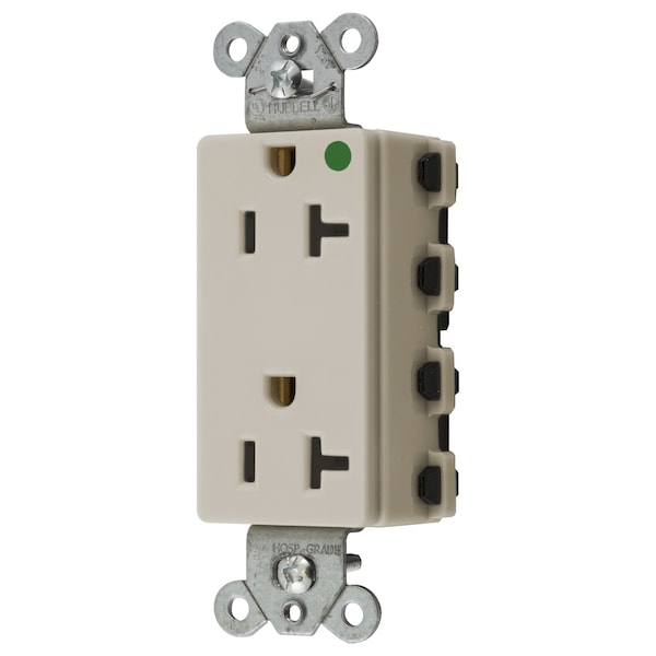 Hubbell Wiring Device-Kellems Straight Blade Devices, Receptacles, Style Line Decorator, SNAPConnect, Hospital Grade, 20A 125V, 2-Pole 3- Wire Grounding, 5-20R, Nylon, USA - SNAP2182LANA