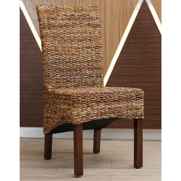 International Caravan Gaby Woven Banana Dining Chair, Brown Mahogany, 2PK - SG-3302-2CH