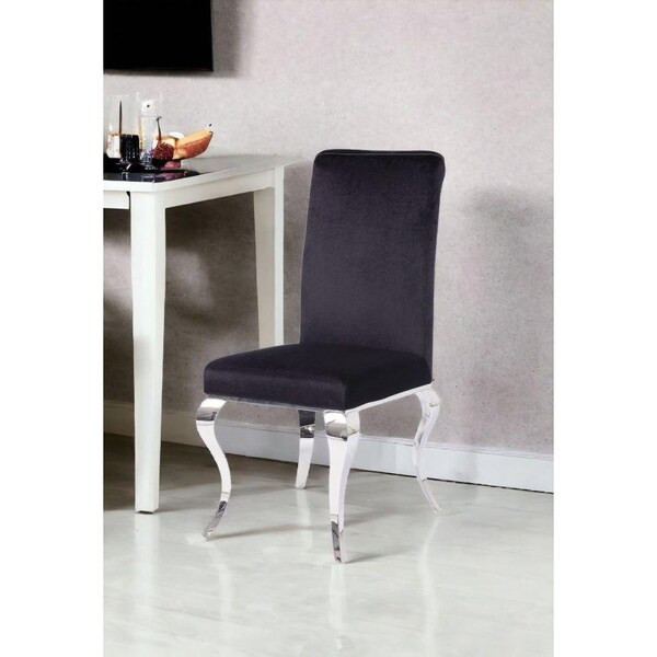 Homeroots 17 x 20 x 44 in. Fabric Stainless Steel Upholstered Seat Side Chair - Set of 2 - 347318