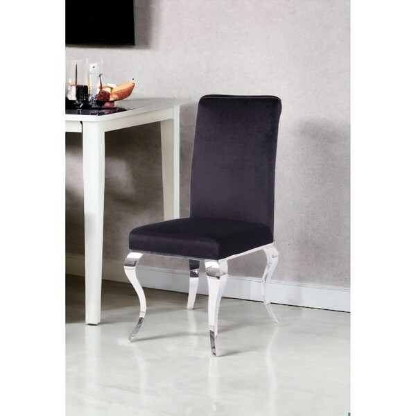 Homeroots 17 x 20 x 44 in. Fabric Stainless Steel Upholstered Seat Side Chair - Set of 2 - 347318