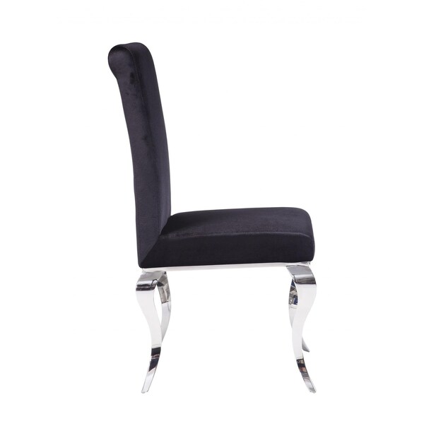 Homeroots 17 x 20 x 44 in. Fabric Stainless Steel Upholstered Seat Side Chair - Set of 2 - 347318