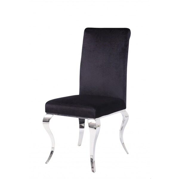 Homeroots 17 x 20 x 44 in. Fabric Stainless Steel Upholstered Seat Side Chair - Set of 2 - 347318