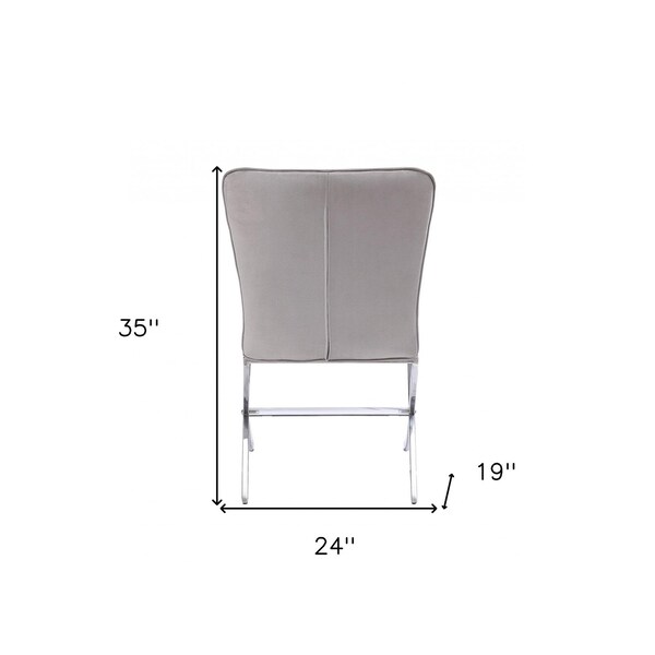 Homeroots 24 x 19 x 35 in. Velvet Chrome Metal Upholstered Seat Side Chair - Set of 2 - 347343