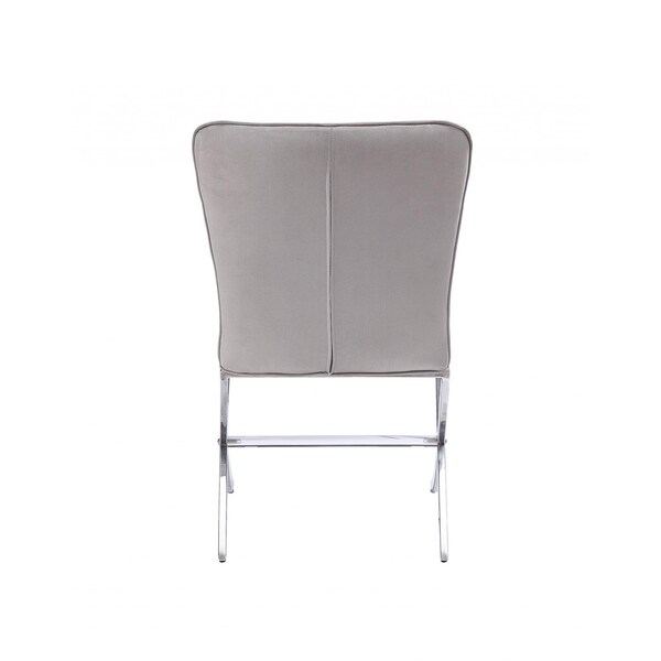 Homeroots 24 x 19 x 35 in. Velvet Chrome Metal Upholstered Seat Side Chair - Set of 2 - 347343