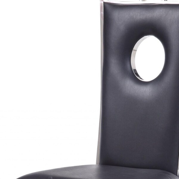 Homeroots 19 x 21 x 44 in. PU Stainless Steel Upholstered Seat Side Chair - Set of 2 - 347320