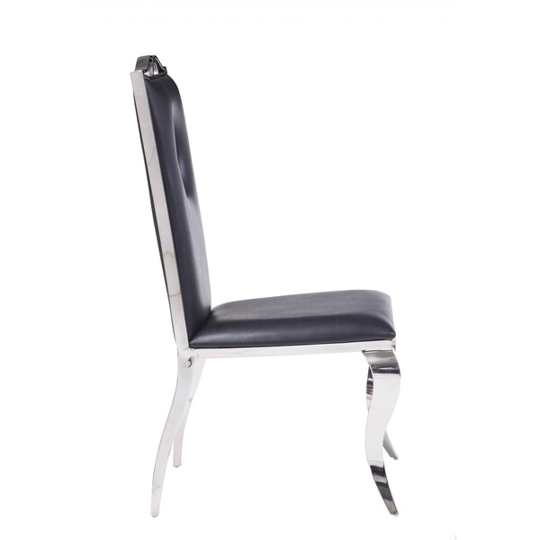 Homeroots 19 x 21 x 44 in. PU Stainless Steel Upholstered Seat Side Chair - Set of 2 - 347320