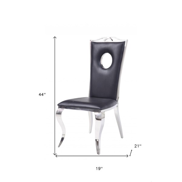 Homeroots 19 x 21 x 44 in. PU Stainless Steel Upholstered Seat Side Chair - Set of 2 - 347320