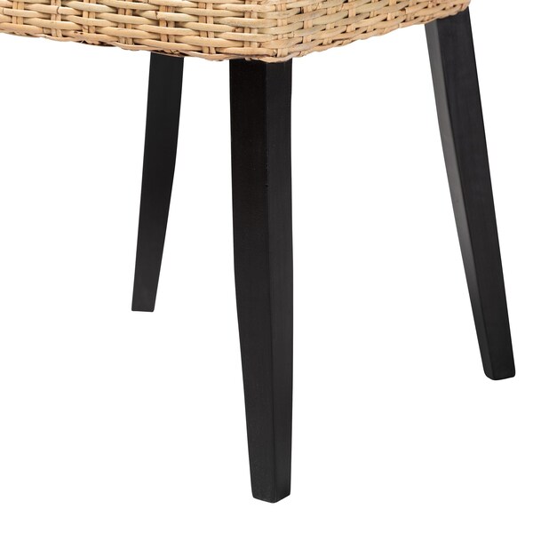 Bali & Pari Dermot Modern Bohemian Wood and Natural Rattan 2-Piece Dining Chair Set, PR - 238-2PC-13217-ZORO