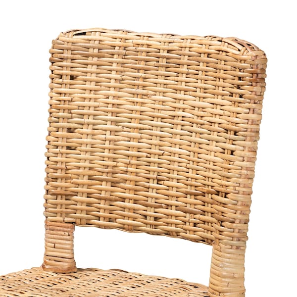 Bali & Pari Dermot Modern Bohemian Wood and Natural Rattan 2-Piece Dining Chair Set, PR - 238-2PC-13217-ZORO