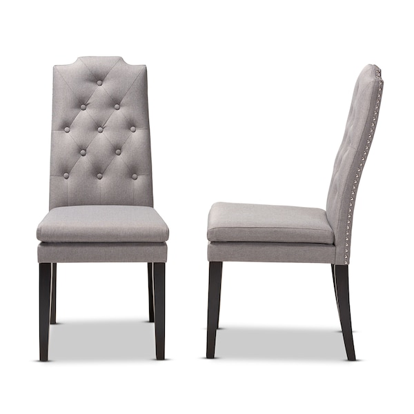 Baxton Studio Dylin Gray Upholstered Button Tufted Wood Dining Chair, PK2 - 155-9114