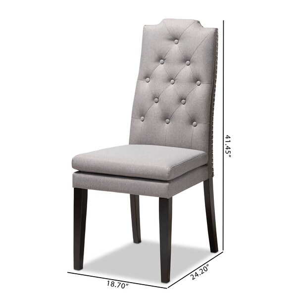 Baxton Studio Dylin Gray Upholstered Button Tufted Wood Dining Chair, PK2 - 155-9114