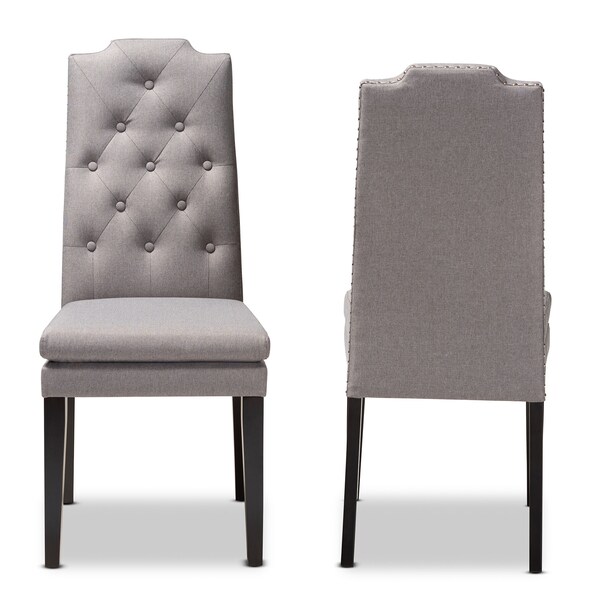 Baxton Studio Dylin Gray Upholstered Button Tufted Wood Dining Chair, PK2 - 155-9114