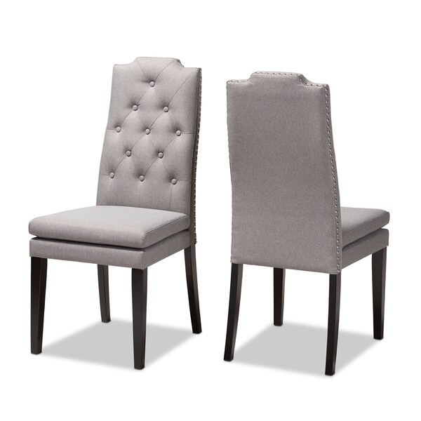 Baxton Studio Dylin Gray Upholstered Button Tufted Wood Dining Chair, PK2 - 155-9114