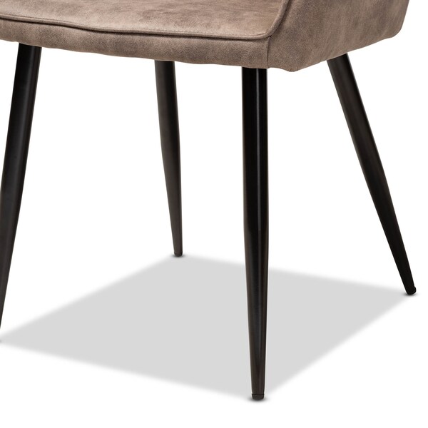 Baxton Studio Belen Grey and Brown Upholstered 2-Piece Metal Dining Chair Set - 160-9913